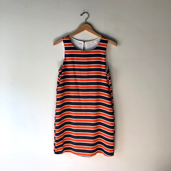 Everly Orange & Blue Striped Dress EUC - Picture 3 of 8